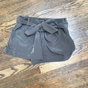 High waisted sash tie green shorts